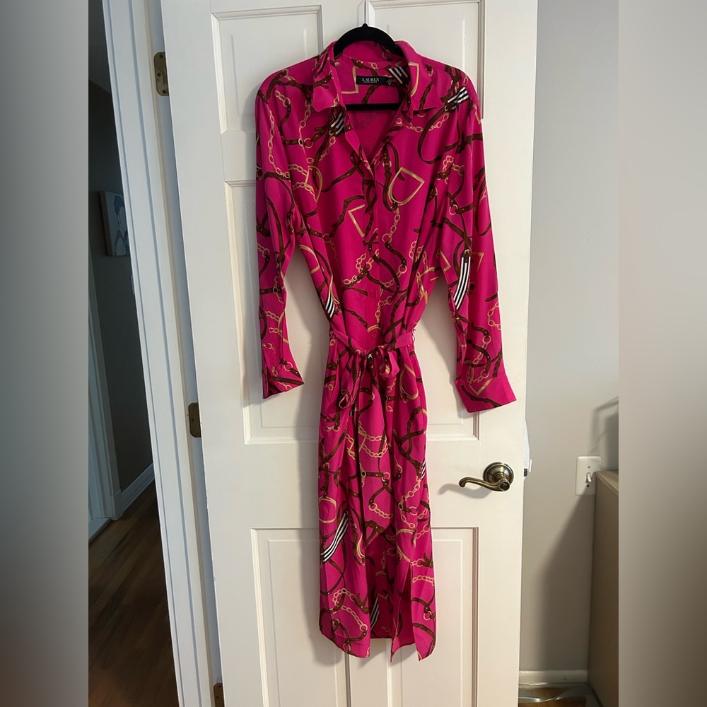 Lauren Ralph Lauren Equestrian Bridle Print Shirt Dress Size 18- never worn